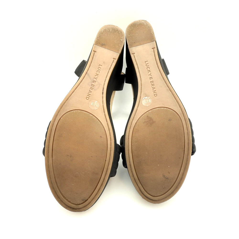 Lucky Brand Womens Kellio Sandal Size Taupe Leather Wedge Heel Ankle Strap 7.5 - Picture 5 of 6